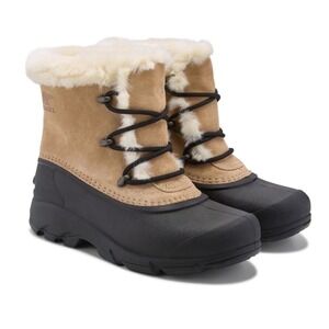 Sorel Snow Angel Tan Leather Rubber Faux Fur Winter Boots NL1810-234 Women Sz 6